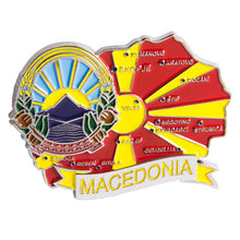 Carregar imagem no visualizador da galeria, Imã Macedônia do Norte - Imã Geladeira Macedônia do Norte em Metal com Mapa, Bandeira, Cidades e Símbolos
