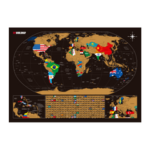 Carregar imagem no visualizador da galeria, Combo Mapa Mundi de Raspar Dourado + Maravilhas do Mundo + Adesivos Pins
