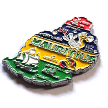 Carregar imagem no visualizador da galeria, Imã Ilhas Maurício - Imã Geladeira Metal Maurício com Mapa, Bandeira, Cidades e Símbolos
