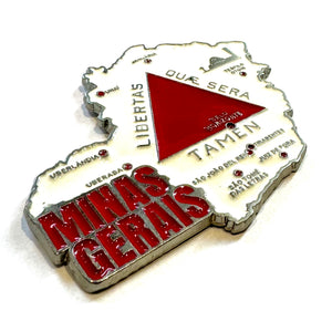 Imã Minas Gerais - Imã Geladeira Minas Gerais em Metal com Mapa, Bandeira, Cidades e Símbolos