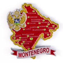 Carregar imagem no visualizador da galeria, Imã Montenegro - Imã Geladeira Montenegro em Metal com Mapa, Bandeira, Cidades e Símbolos
