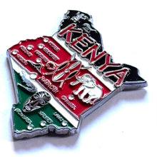 Carregar imagem no visualizador da galeria, Imã Quênia - Imã Geladeira Metal Quênia com Mapa, Bandeira, Cidades e Símbolos
