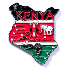 Carregar imagem no visualizador da galeria, Imã Quênia - Imã Geladeira Metal Quênia com Mapa, Bandeira, Cidades e Símbolos
