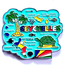 Carregar imagem no visualizador da galeria, Imã Seychelles - Imã Geladeira Metal  Ilhas Seychelles com Mapa, Bandeira, Cidades e Símbolos
