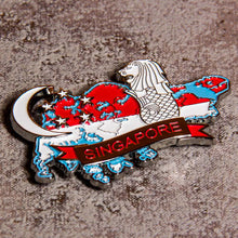 Carregar imagem no visualizador da galeria, Imã Singapura - Imã Geladeira Singapura em Metal com Mapa, Bandeira e Símbolos
