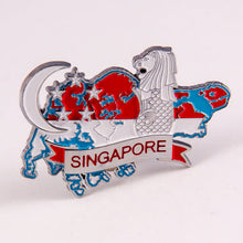 Carregar imagem no visualizador da galeria, Imã Singapura - Imã Geladeira Singapura em Metal com Mapa, Bandeira e Símbolos
