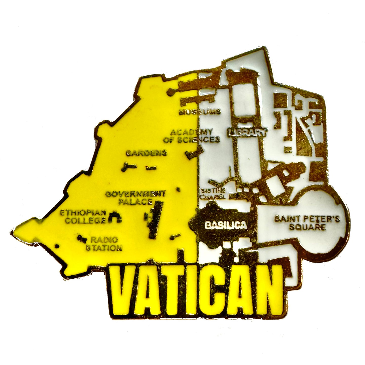 Imã Vaticano - Imã Geladeira Vaticano em Metal com Mapa, Bandeira, Cidades e Símbolos