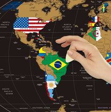 Carregar imagem no visualizador da galeria, Combo Mapa Raspadinha Flags - Mapa Mundi Raspar + Mapa Brasil + Adesivo Pins - Dourado
