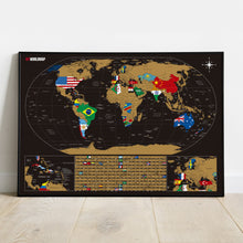 Carregar imagem no visualizador da galeria, Combo Mapa Raspadinha Flags - Mapa Mundi Raspar + Mapa Brasil + Adesivo Pins - Dourado
