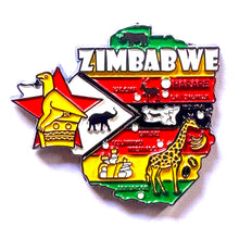 Carregar imagem no visualizador da galeria, Imã Zimbábue - Imã Geladeira Metal do Zimbabue  com Mapa, Bandeira, Cidades e Símbolos
