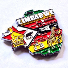 Carregar imagem no visualizador da galeria, Imã Zimbábue - Imã Geladeira Metal do Zimbabue  com Mapa, Bandeira, Cidades e Símbolos
