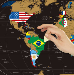 Mapa de Raspadinha Flags - Dourado - Mapa de Raspar Viagens com 253 Bandeiras de Países e Territórios