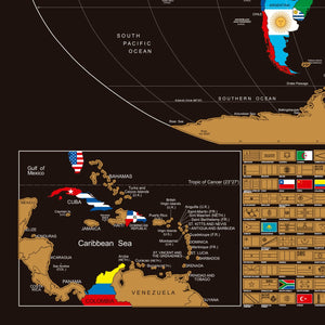 Mapa de Raspadinha Flags - Dourado - Mapa de Raspar Viagens com 253 Bandeiras de Países e Territórios