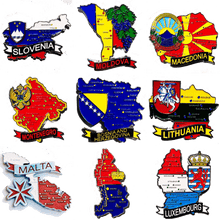 Carregar imagem no visualizador da galeria, Imã de Metal de Mapas de Países com Bandeira, Cidades e Símbolos - Escolha os Países da Lista
