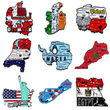 Carregar imagem no visualizador da galeria, Kit 10 (dez) Imãs de Metal de Mapas de Países com Bandeira, Cidades e Símbolos - Escolha os Países da Lista
