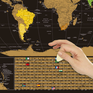 Mapa de Raspadinha Classic - Dourado - Mapa de Raspar Viagens com Cidades, Capitais e Bandeiras