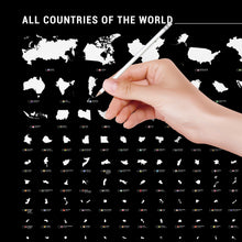Carregar imagem no visualizador da galeria, Mapa Mundi com 240 Países por Ordem de Tamanho - Preto
