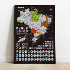 Megacombo Mapa de Raspadinha - Mapa Mundi Flags, Mapa do Brasil e Lista de Passeios e Experiências - Prata