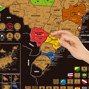 Megacombo Mapa de Raspadinha - Mapa Mundi Flags, Mapa do Brasil e Lista de Passeios e Experiências - Dourado