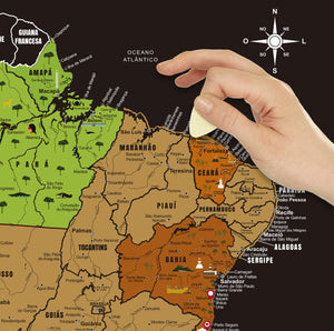 Megacombo Mapa de Raspadinha - Mapa Mundi Flags, Mapa do Brasil e Lista de Passeios e Experiências - Dourado
