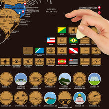 Carregar imagem no visualizador da galeria, Mapa de Raspadinha do Brasil - Dourado - Mapa de Raspar Viagens com Cidades, Ilhas, Bandeiras e Pontos Turísticos
