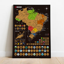 Carregar imagem no visualizador da galeria, Megacombo Mapa de Raspadinha - Mapa Mundi Flags, Mapa do Brasil e Lista de Passeios e Experiências - Dourado
