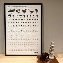 Carregar imagem no visualizador da galeria, Mapa Mundi com 240 Países por Ordem de Tamanho - Branco
