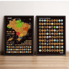Carregar imagem no visualizador da galeria, Combo Mapa Raspadinha do Brasil e Lista de 100 Passeios e Experiências para Raspar Antes de Morrer - Dourado
