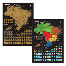 Carregar imagem no visualizador da galeria, Mapa de Raspadinha do Brasil - Dourado - Mapa de Raspar Viagens com Cidades, Ilhas, Bandeiras e Pontos Turísticos
